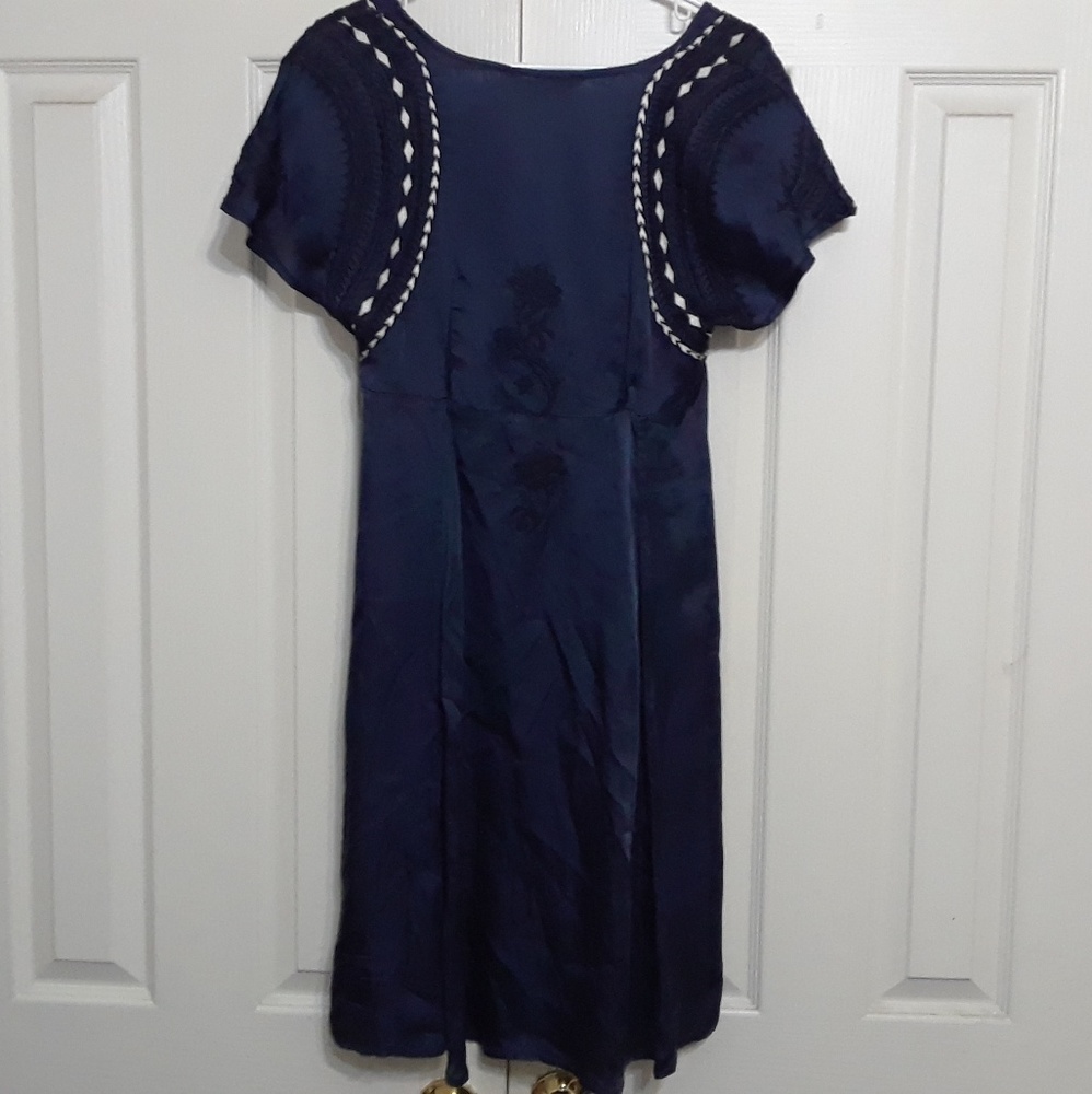 Odd Molly Blue Silky Embroidered Dress - Picture 3 of 4